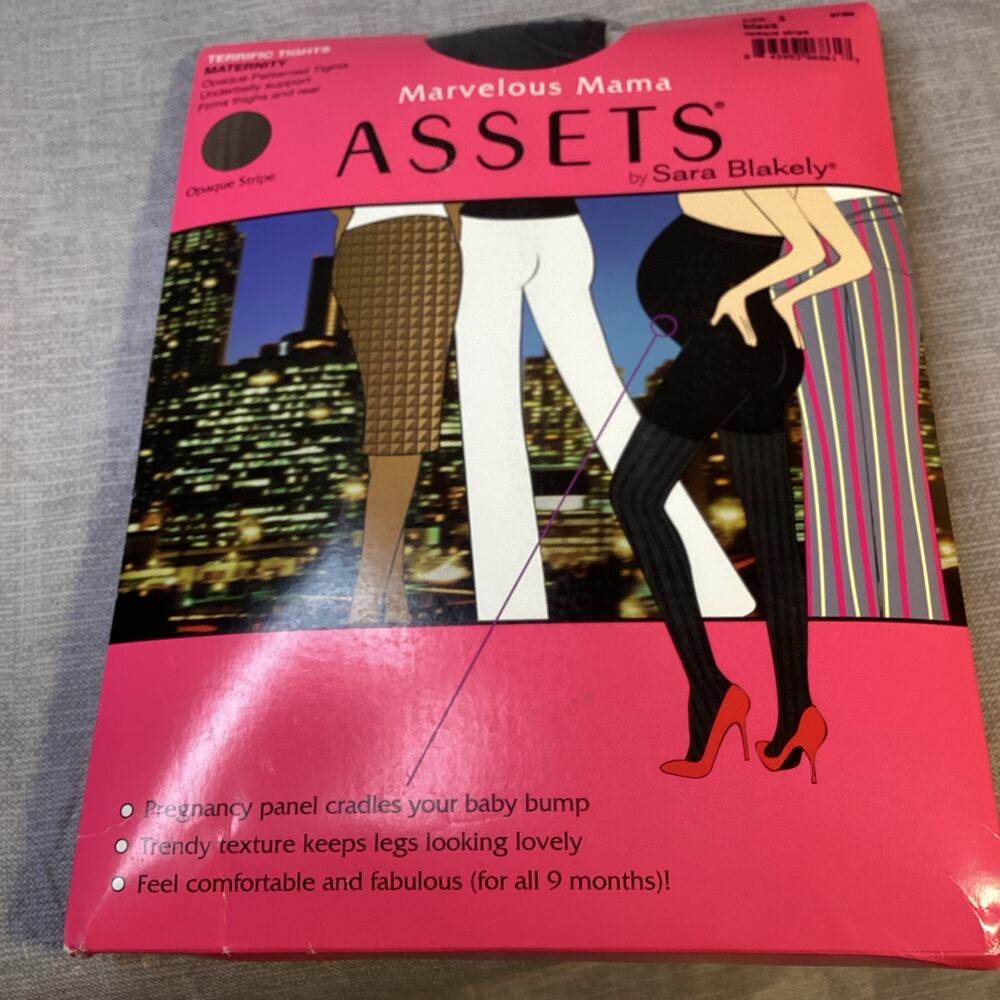 Assets by Sara Blakely Maternity Textured Stripe Tights 3/Black
